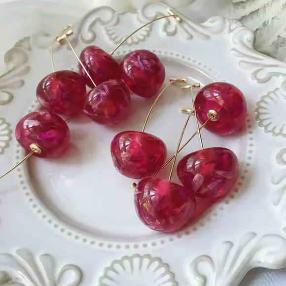 Cherry Gold Drop Earrings - Picture 1 of 10